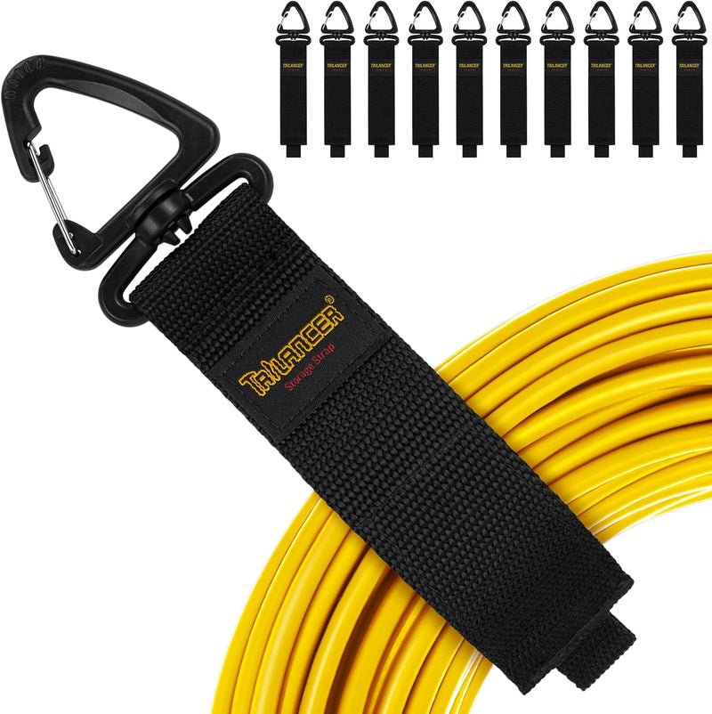Trilancer Heavy Duty Storage Straps(10-Pack), Hook-and-Loop Cord Organizer and Hanger with Triangular Buckle to Hang on Walls for Cables,Wires,Rope,Hoses,Organization for Home,Garage or Workshop (10M) - Image 1